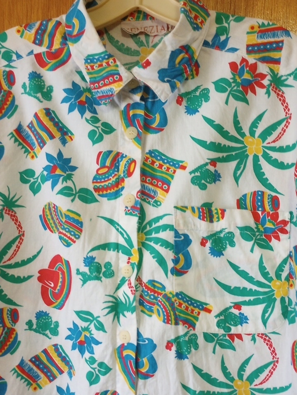 Venezia Colorful Casual Polyester & Cotton Mexican Summer Shirt, Plus Size 22/24
